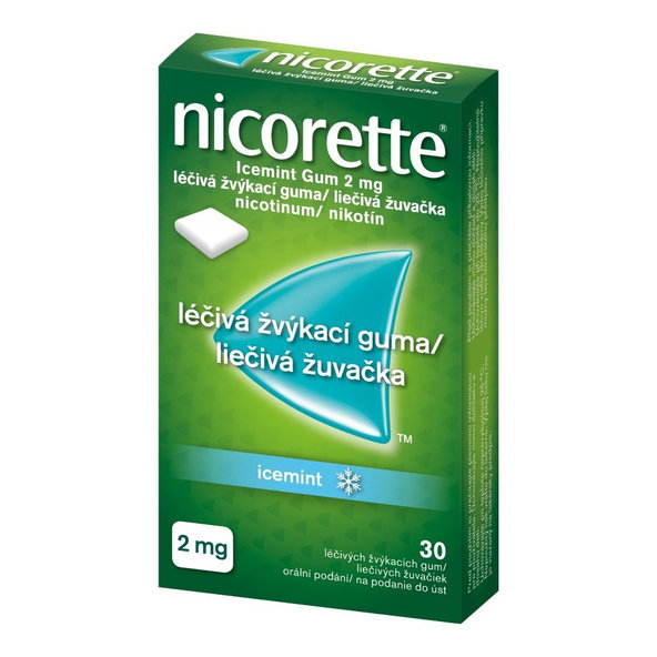 Nicorette žuvačky na odvykanie od fajčenia Icemint 2mg/30ks