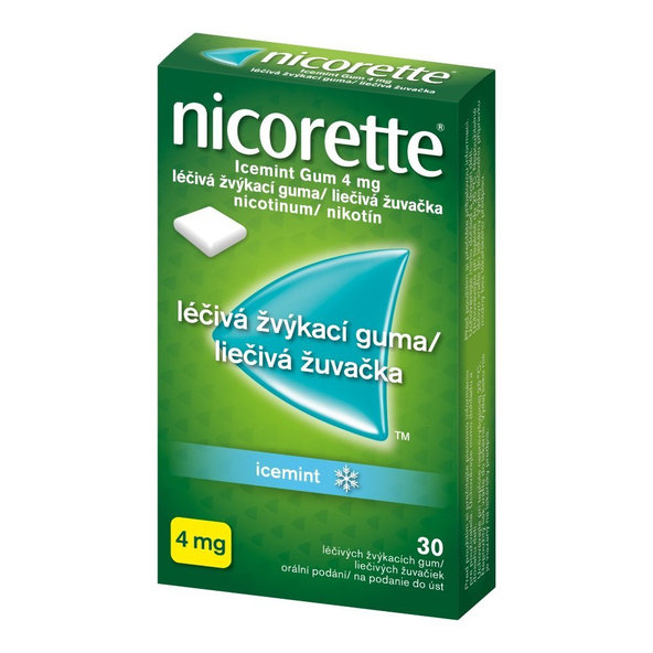 Nicorette žuvačky na odvykanie od fajčenia Icemint 4mg/30ks