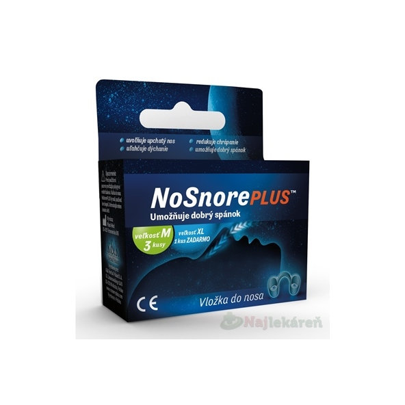 NoSnorePLUS vložka do nosa, 3x veľkosť M + zadarmo 1x veľkosť XL