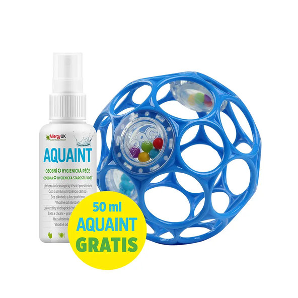 OBALL Hračka Oball RATTLE 10 cm blue 0m+AQUAINT čistiaca voda 50 ml