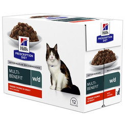 HILLS PD Feline Adult w/d DIABETES&WEIGHT LOSS Chicken kapsička pre mačky 12 x 85 g