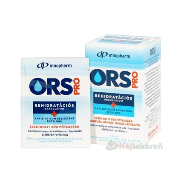 ORS PRO Rehydratačný soľný granulát - InnoPharm perorálny + mikroflóra odolná voči ATB pomarančovo-grapefruitová príchuť vrecká 10x5,8g