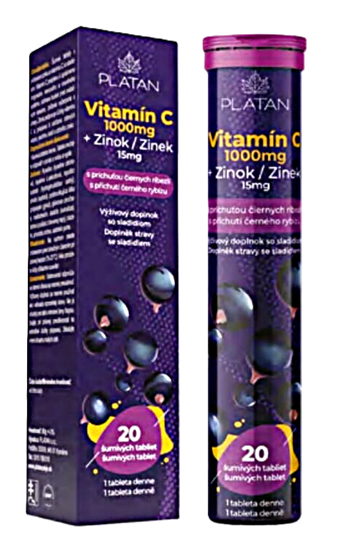 PLATAN Vitamín C 1000mg + zinok 15mg 20 šumivých tabliet