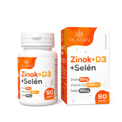 PLATAN Zinok + Vitamín D3 + Selén 90 tabliet