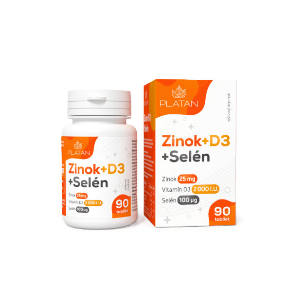 PLATAN Zinok + Vitamín D3 + Selén 90 tabliet