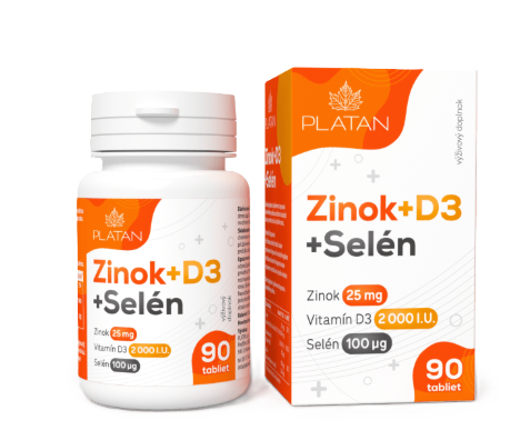 E-shop PLATAN Zinok + Vitamín D3 + Selén 90 tabliet