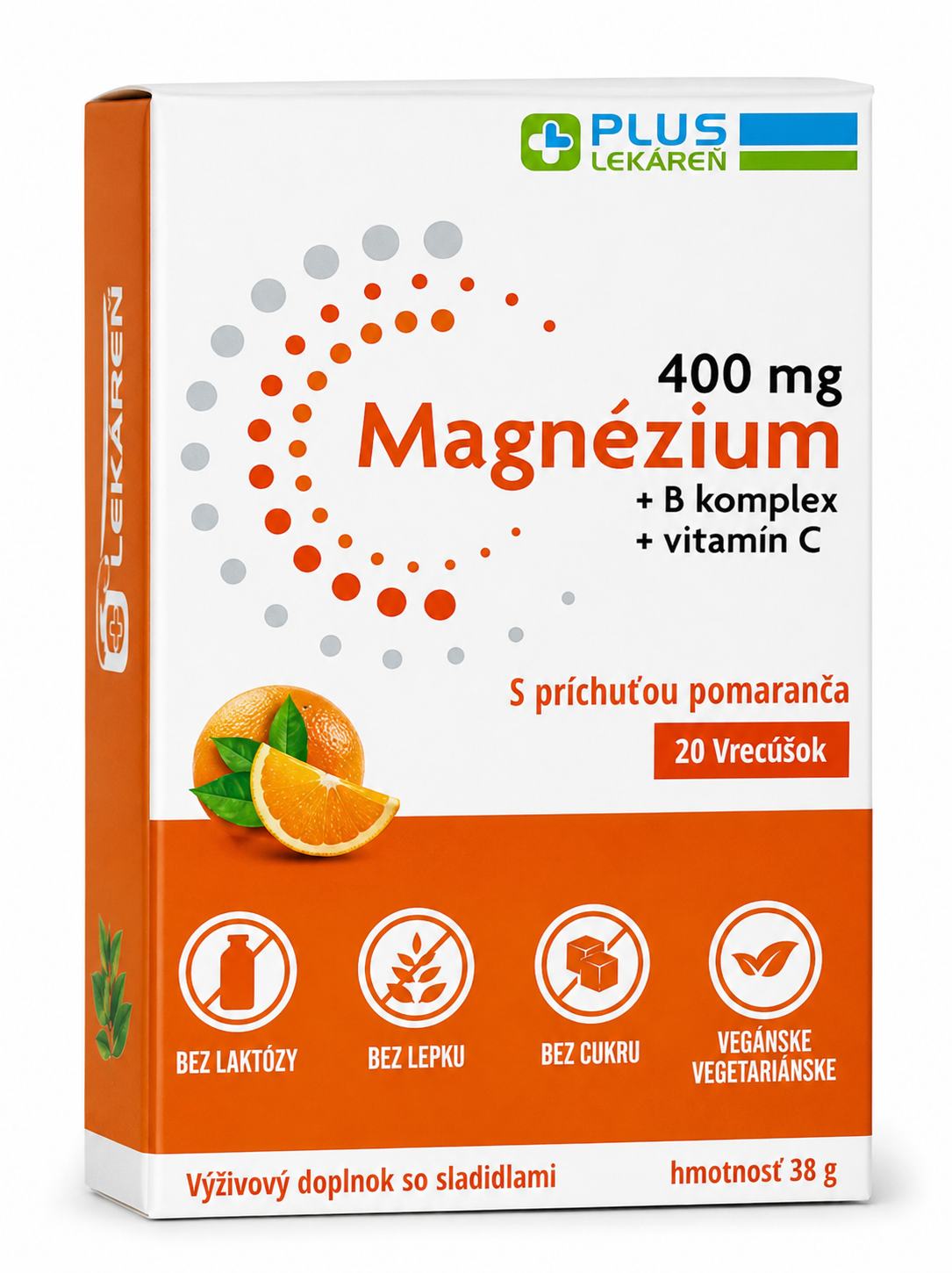 Plus Lekáreň Magnézium 400 mg+B komplex+vitamín C pomaranč 20 ks