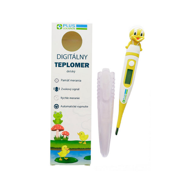 PLUS LEKÁREŇ Digitálny TEPLOMER detský kačička, s puzdrom a ohybnou špičkou 1ks