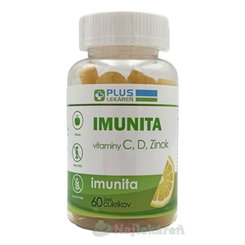 PLUS LEKÁREŇ IMUNITA - vitamíny C, D, Zinok želé cukríky, citrónová príchuť 60ks