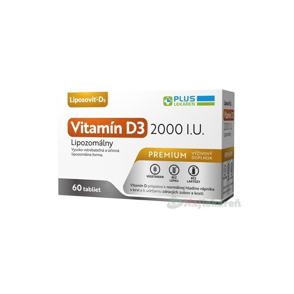 PLUS LEKÁREŇ Lipozomálny vitamín D3 2000I.U. 60tbl