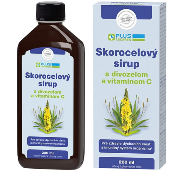 PLUS LEKÁREŇ Skorocelový sirup s divozelom a vitamínom C 200 ml