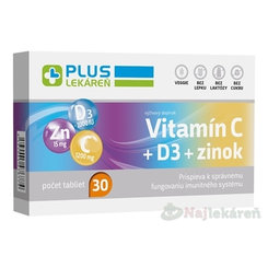 PLUS LEKÁREŇ Vitamín C + D3 + zinok 30tbl