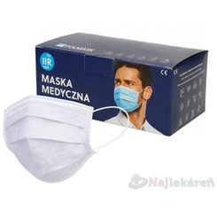 POLMASK Rúško zdravotnícke biele nesterilné jednorazové typ IIR s gumičkami 50ks
