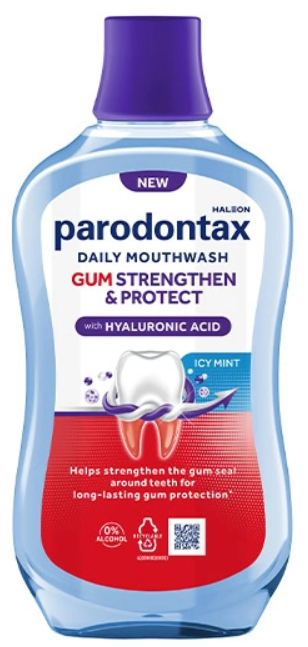 Parodontax ústna voda s fluoridmi s kyselinou hyalurónovou bez alkoholu 500ml