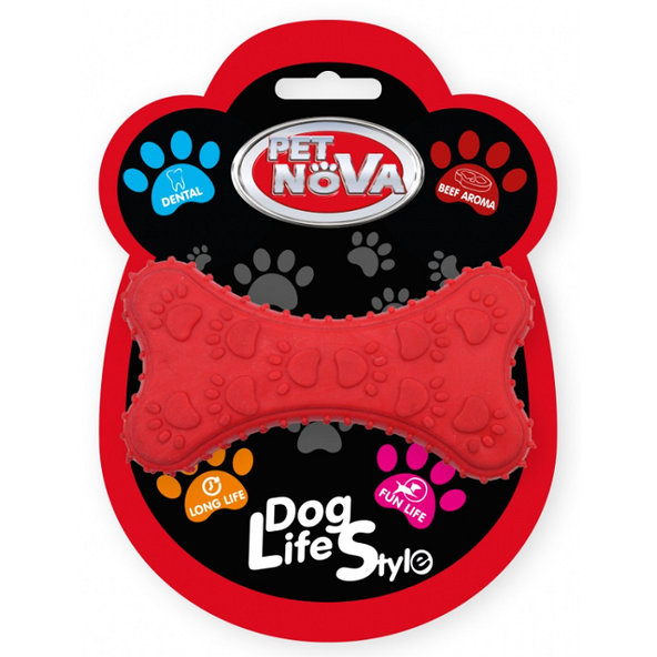 Pet Nova TPR DENTBONE RED hračka pre psy 10,5cm