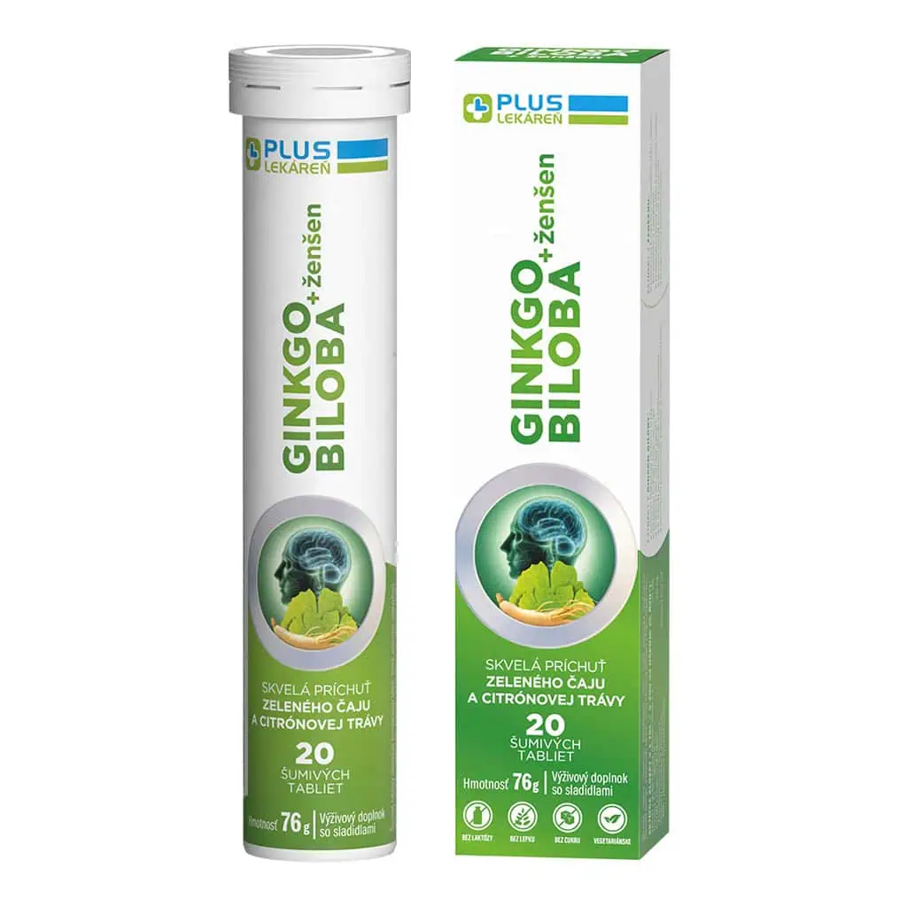 Vitar Plus Lekáreň Ginkgo Biloba + ženšen šumivé 20 tabliet