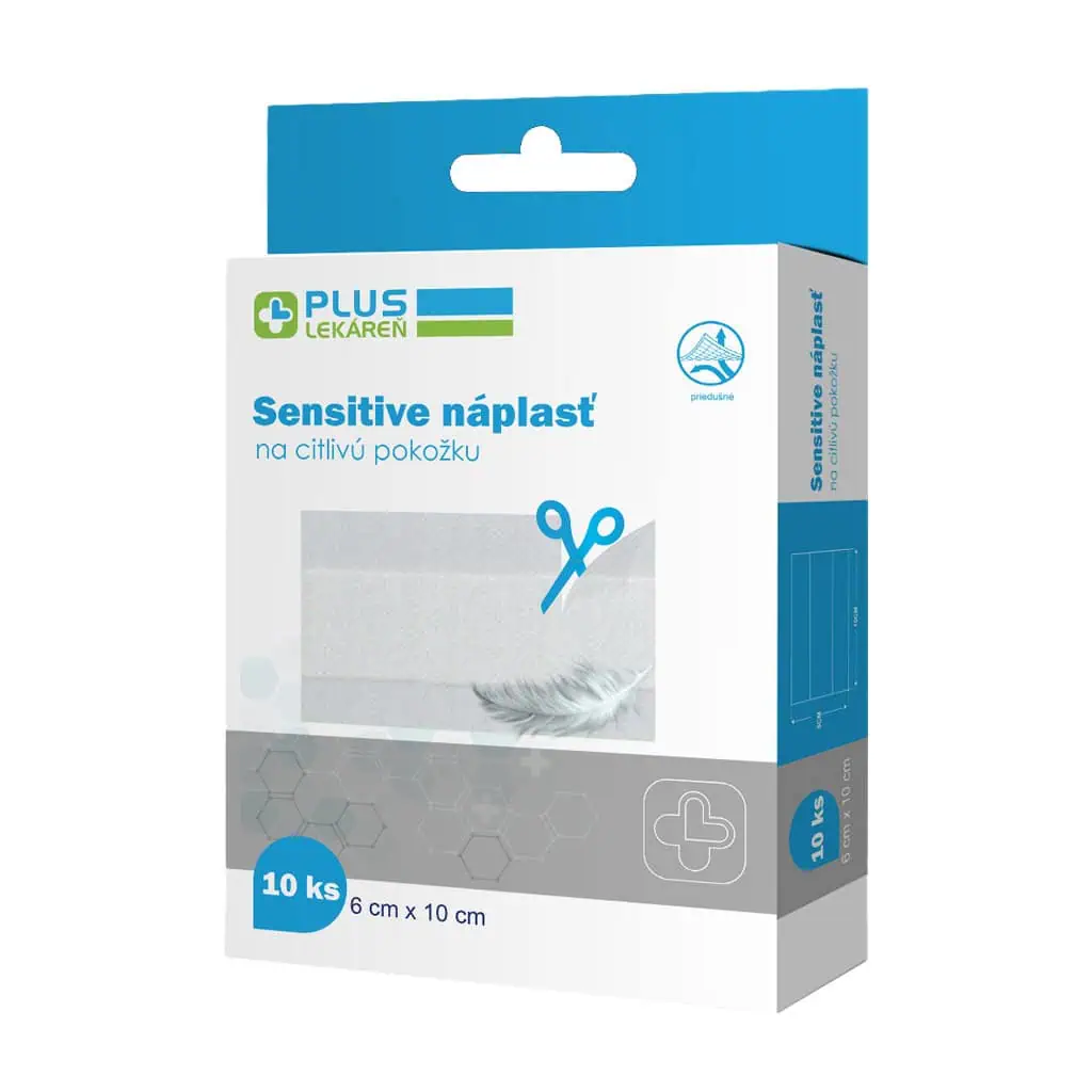 Plus Lekáreň Náplasť sensitive na citlivú pokožku 6 x 10 cm 10 ks