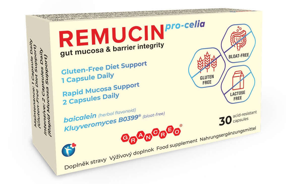 REMUCIN pro-celia na podporu črevnej bariéry pre ľudí s celiakiou 30 kapsúl