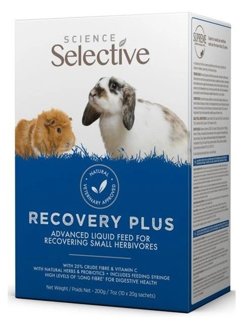 Supreme Vetcare® Recovery Plus na podporu trávenia malých bylinožravcov 10x20g