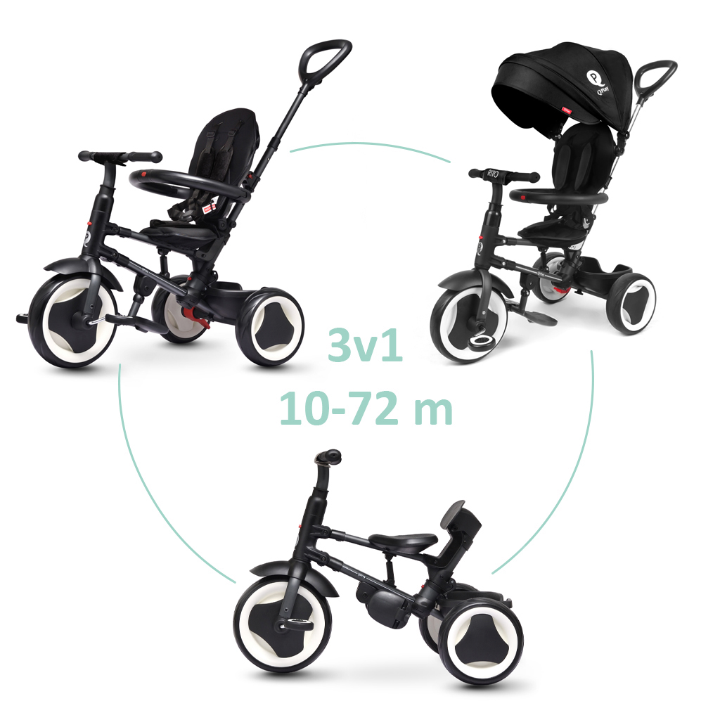QPLAY Rito Plus trojkolka čierna do 25 kg