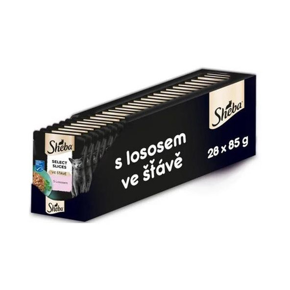SHEBA kapsičky s lososom v šťave pre mačky 28x85g