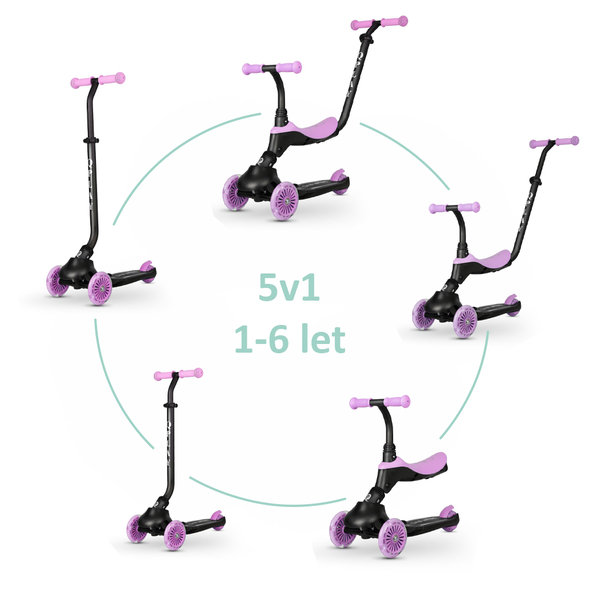 QPLAY Odrážadlo a kolobežka Sema Evo 6v1 Violet 12 m+