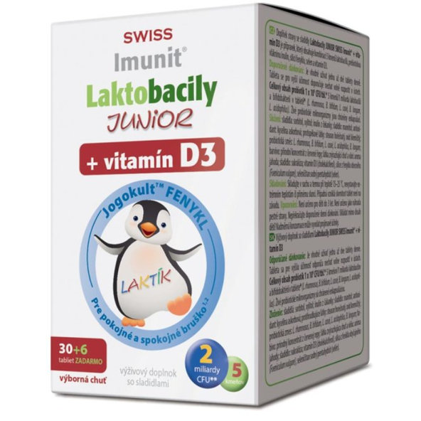 SWISS Imunit JUNIOR Laktobacily + vitamín D3 36tbl