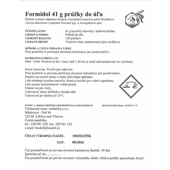 Formidol doštičky do úľa proti roztočom 2ks