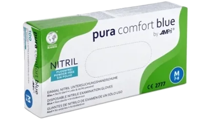 AMPri Pura Comfort Blue Nitrilové rukavice M modré 100 ks
