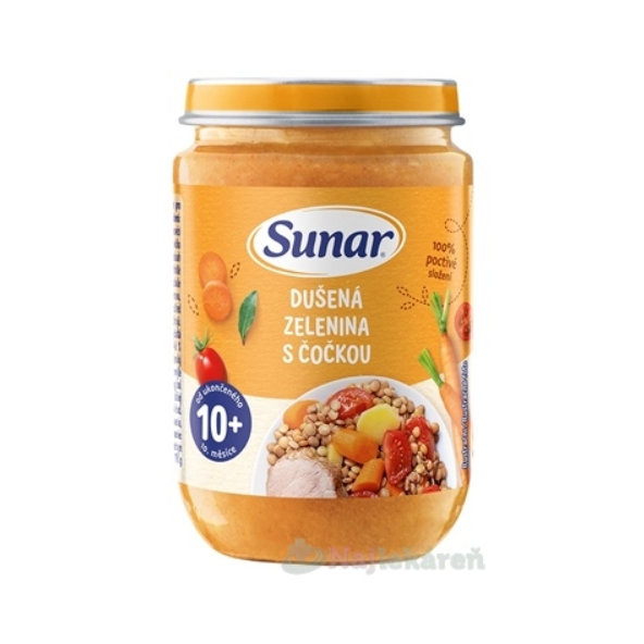 Sunar DUSENÁ ZELENINA SO ŠOŠOVICOU zeleninovo-mäsový príkrm 190g