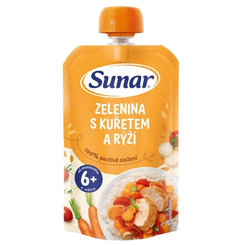 Sunar príkrm ZELENINA S KURACÍM MÄSOM A RYŽOU zeleninovo-mäsový 120g