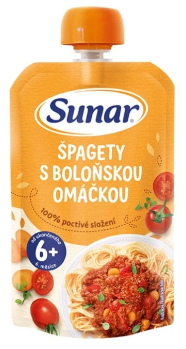 Sunar príkrm ŠPAGETY S BOLONSKOU OMÁČKOU od ukončenia 6. mesiaca 120g