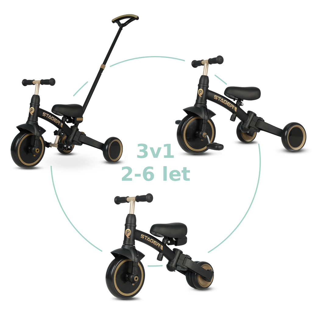 QPLAY Trojkolka Stager 3v1 platinum do 25 kg
