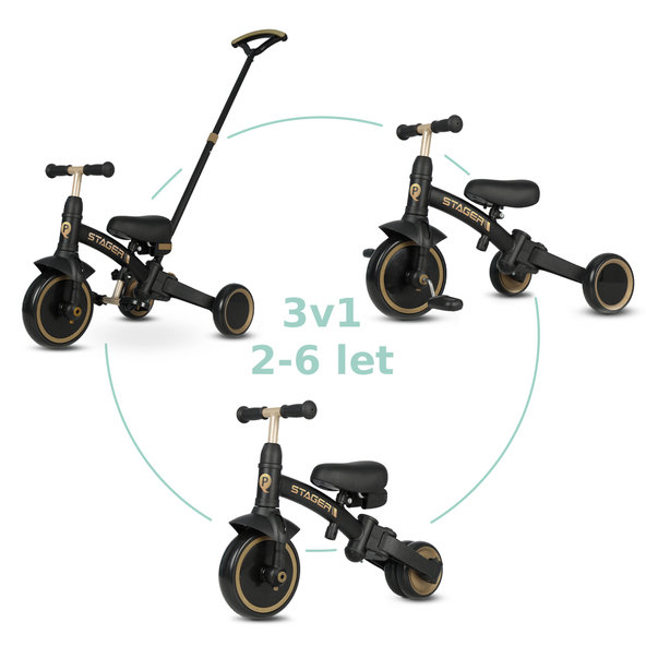 QPLAY Trojkolka Stager 3v1 platinum do 25 kg