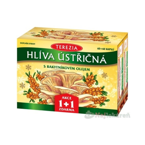 TEREZIA HLIVA USTRICOVITÁ S RAKYTNÍKOVÝM OLEJOM Vianočné balenie 60+60 zadarmo 120 ks