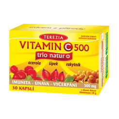 TEREZIA VITAMÍN C 500 trio natur+ (acerola 10cps + šípka 10cps + rakytník 10cps) 30cps