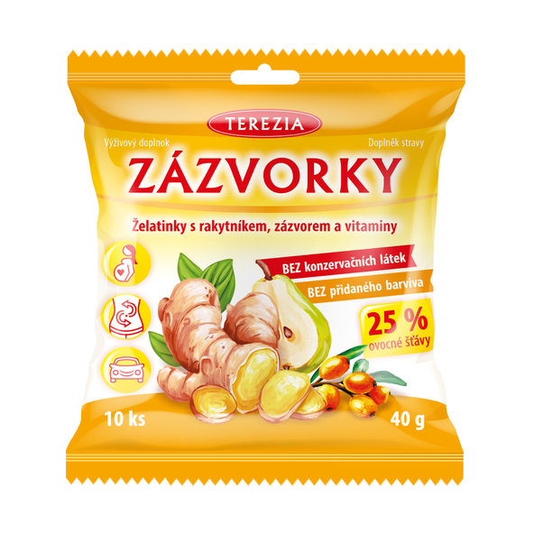 TEREZIA ZÁZVORKY želatínky s rakytníkom, zázvorom a vitamínmi 10ks