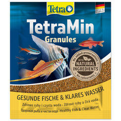 Tetra Min Granules granulované kompletné krmivo pre všetky druhy akváriových rýb sáčok 15 g