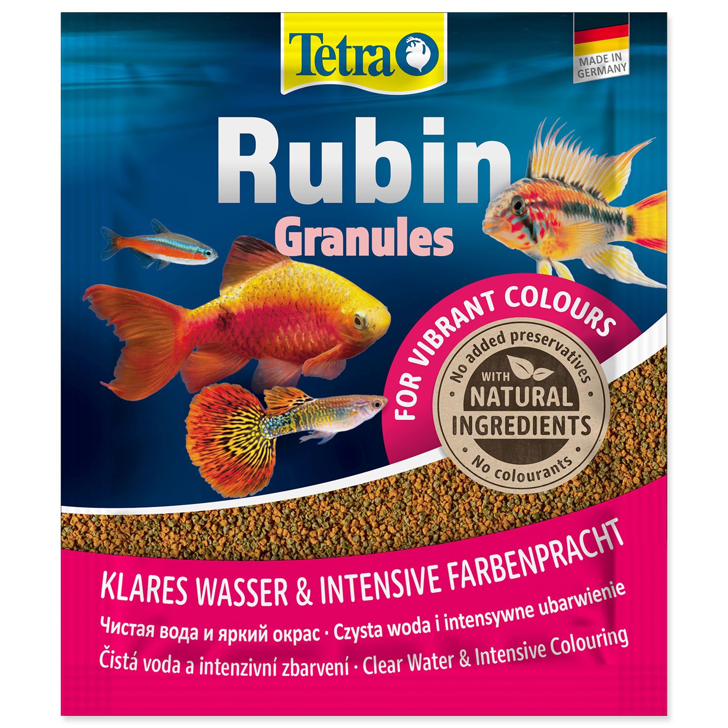 Tetra Rubin Granules krmivo pre zvýraznenie farebnosti všetkých druhov akváriových rýb sáčok 15 g