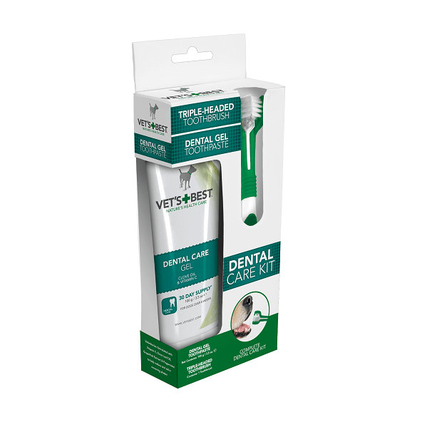 VET´S BEST sada na čistenie zubov pre psy dentálny gel 100 g + kefka