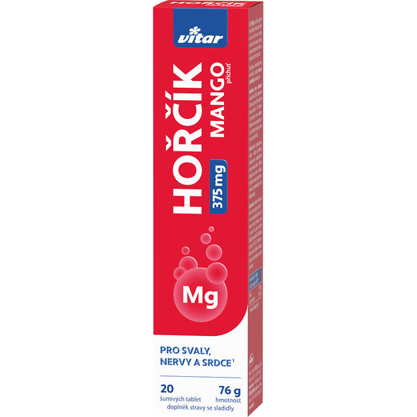 VITAR MAGNÉZIUM 375 mg s príchuťou manga 20 šumivých tabliet