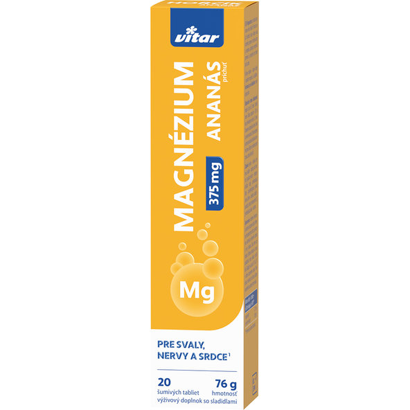 VITAR MAGNÉZIUM 375 mg s príchuťou ananásu 20 šumivých tabliet