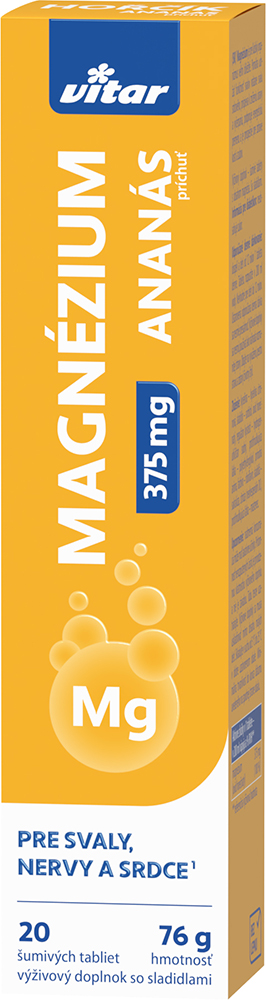 VITAR MAGNÉZIUM 375 mg s príchuťou ananásu 20 šumivých tabliet kúpite na Najlekaren.eu