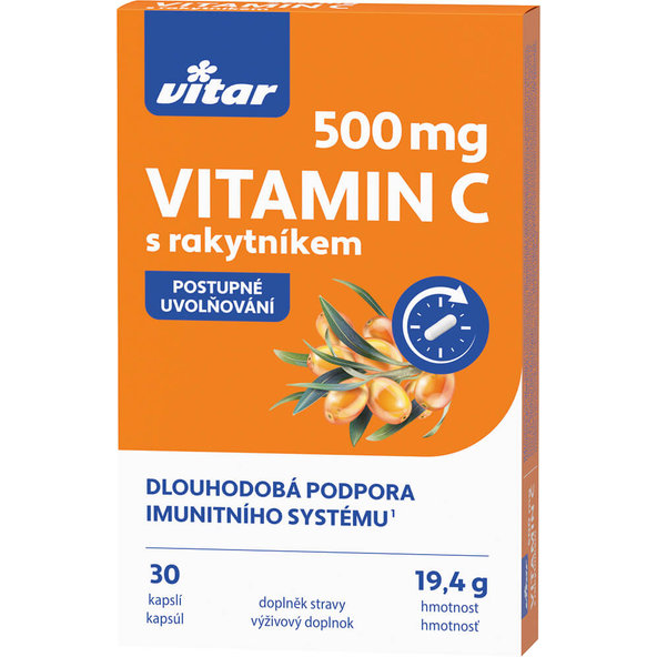 VITAR Vitamín C 500 mg s rakytníkom 30 kapsúl