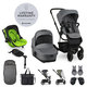 EASYWALKER Set 4XL Kočík kombinovaný Harvey3 Fossil Grey/Spring Green s príslušenstvom