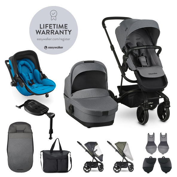 EASYWALKER Set 4XL Kočík kombinovaný Harvey3 Fossil Grey/Summer Blue s príslušenstvom