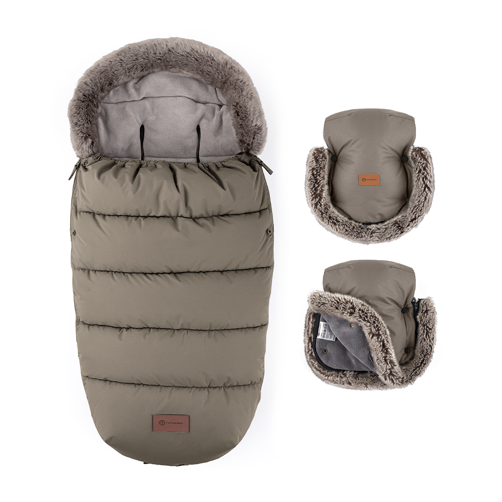PETITE&MARS Set fusak Comfy 4v1 + rukavice Furry Mocha Mousse