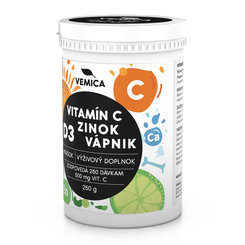 Vemica Vitamín C + D3 + Zn + Ca prášok 250 g