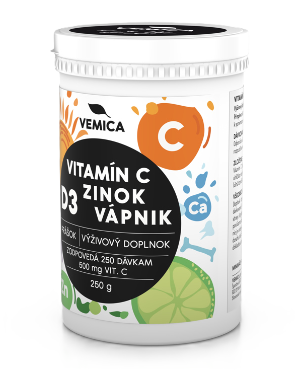 Vemica Vitamín C + D3 + Zn + Ca prášok 250 g