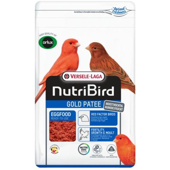 Versele Laga Orlux NutriBird Gold Patee Red Factor Birds vaječná zmes s červeným farbivom pre kanáriky 1kg
